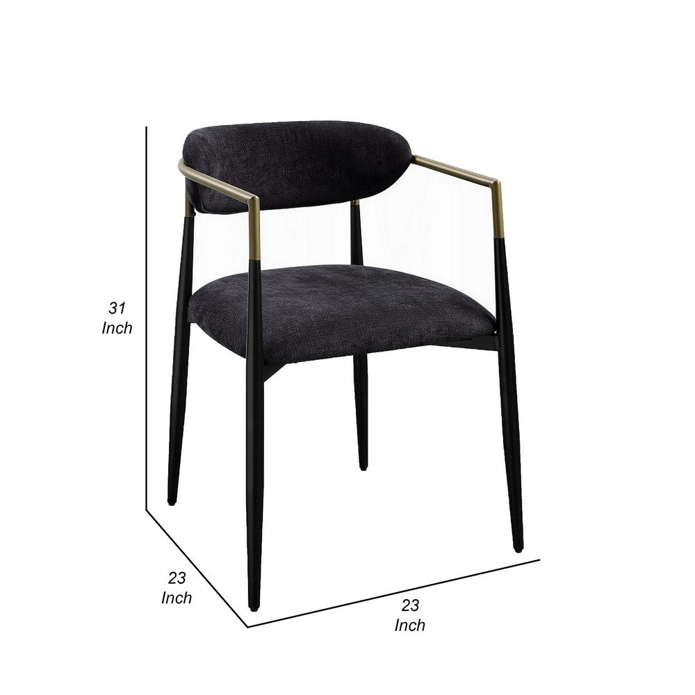 Vonn Dining Side Chair Set of 2, Black Gold Metal, Black Fabric -BM324698