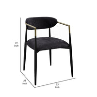 Vonn Dining Side Chair Set of 2, Black Gold Metal, Black Fabric -BM324698