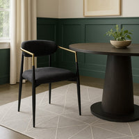 Vonn Dining Side Chair Set of 2, Black Gold Metal, Black Fabric -BM324698