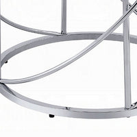 Shira Round Side End Table, 22 Inch, Open Chrome Base Blue Faux Marble -BM324707