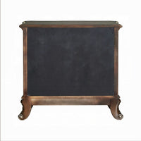 Vany Nightstand, Traditional Floral Trim, 3 Drawers, Cherry Brown -BM324714