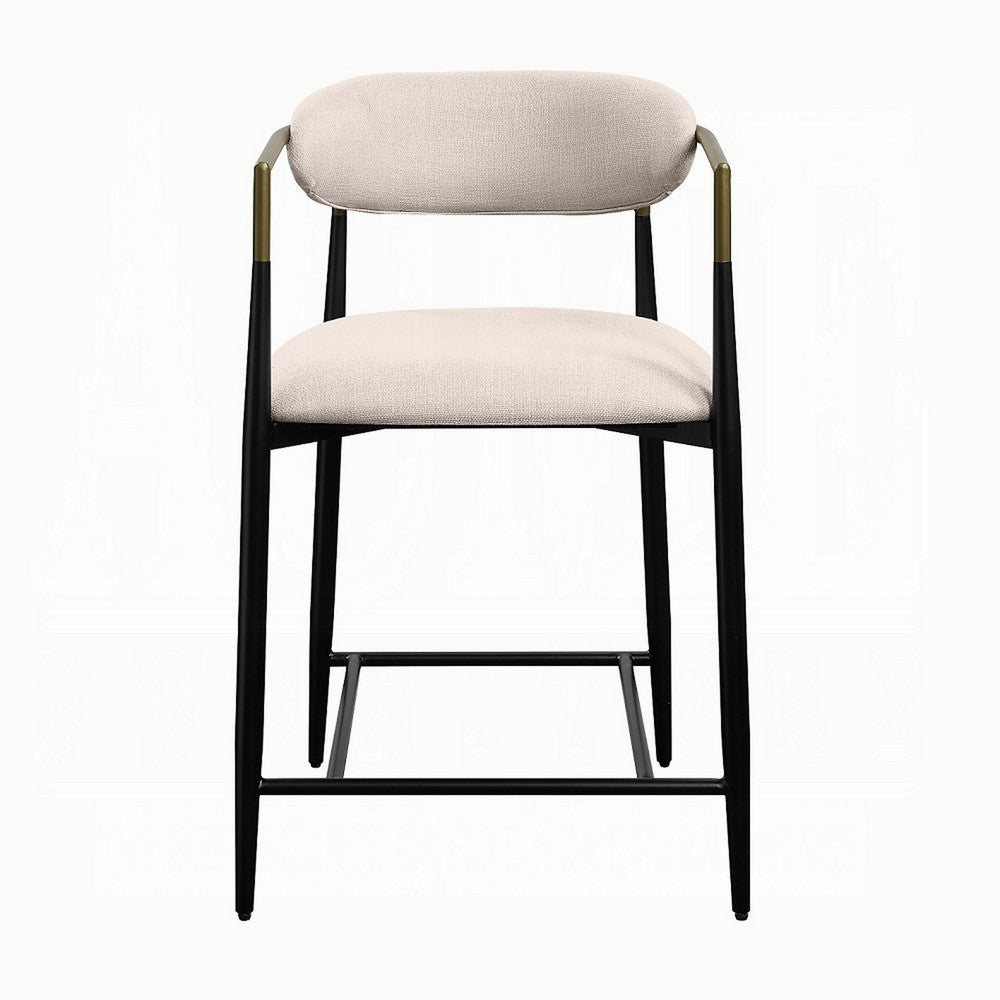 Vonn 25 Inch Counter Height Chair, Beige Fabric, Black Metal Frame -BM324720