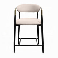 Vonn 25 Inch Counter Height Chair, Beige Fabric, Black Metal Frame -BM324720