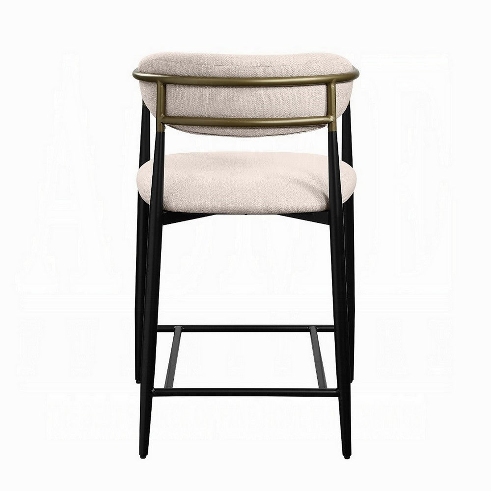 Vonn 25 Inch Counter Height Chair, Beige Fabric, Black Metal Frame -BM324720