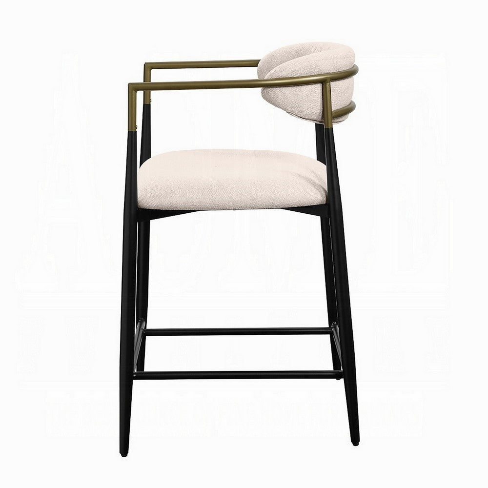 Vonn 25 Inch Counter Height Chair, Beige Fabric, Black Metal Frame -BM324720