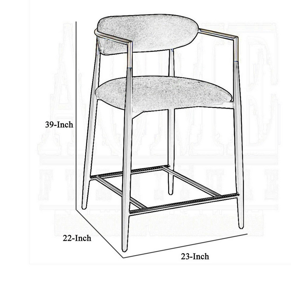 Vonn 25 Inch Counter Height Chair, Beige Fabric, Black Metal Frame -BM324720