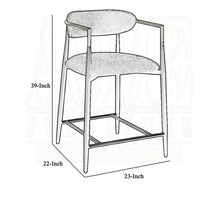 Vonn 25 Inch Counter Height Chair, Beige Fabric, Black Metal Frame -BM324720