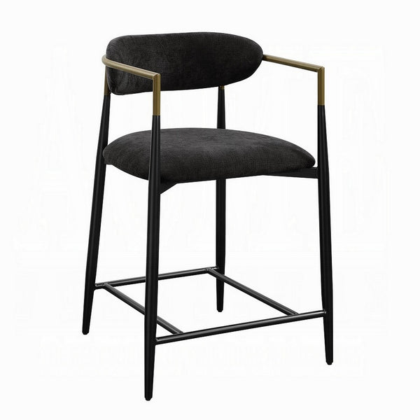 Vonn 25 Inch Counter Height Chair, Padded Fabric, Black Metal Frame -BM324721
