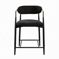 Vonn 25 Inch Counter Height Chair, Padded Fabric, Black Metal Frame -BM324721
