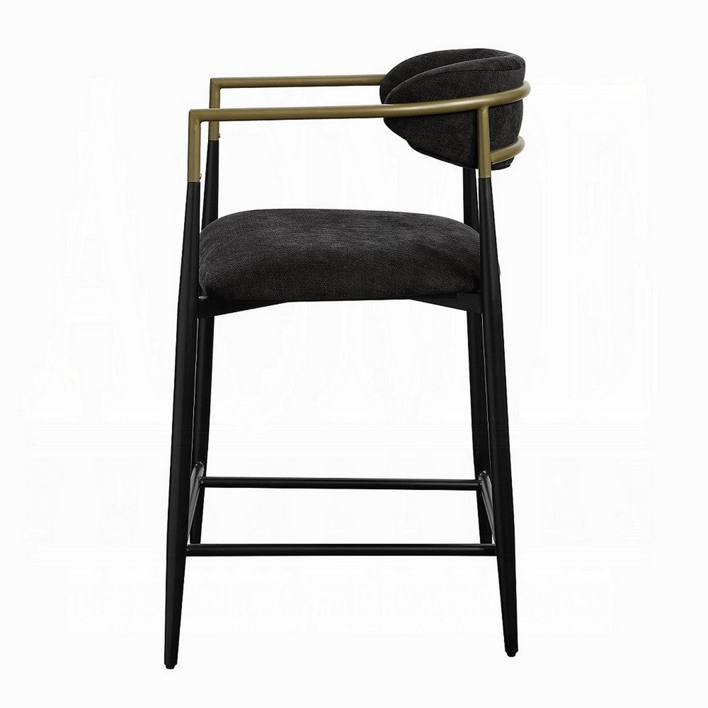 Vonn 25 Inch Counter Height Chair, Padded Fabric, Black Metal Frame -BM324721