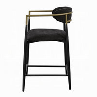 Vonn 25 Inch Counter Height Chair, Padded Fabric, Black Metal Frame -BM324721