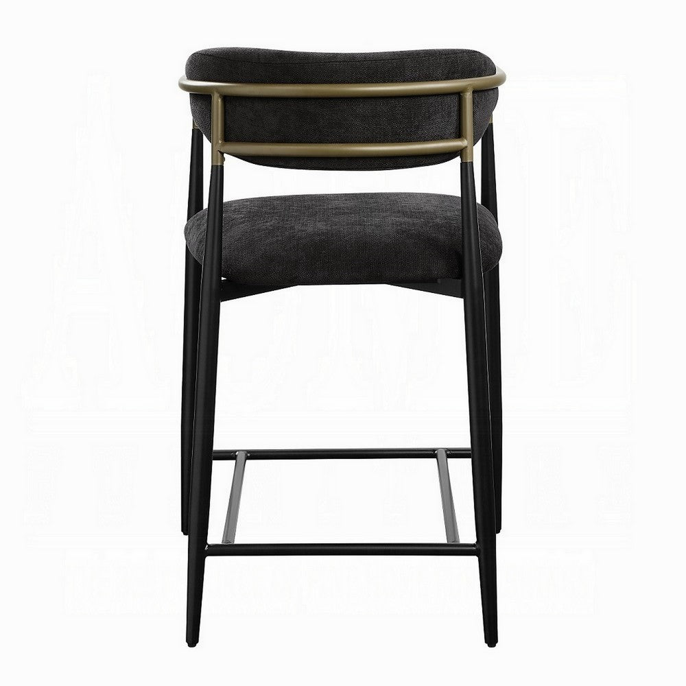 Vonn 25 Inch Counter Height Chair, Padded Fabric, Black Metal Frame -BM324721