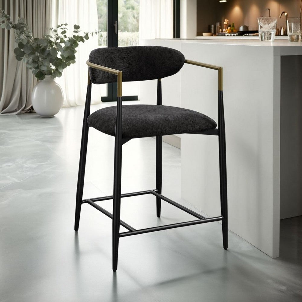 Vonn 25 Inch Counter Height Chair, Padded Fabric, Black Metal Frame -BM324721