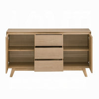 Semi Sideboard Buffet Console, 3 Drawers, 2 Cabinets, Oak Brown Wood -BM324723