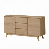 Semi Sideboard Buffet Console, 3 Drawers, 2 Cabinets, Oak Brown Wood -BM324723