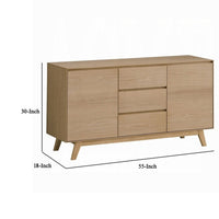 Semi Sideboard Buffet Console, 3 Drawers, 2 Cabinets, Oak Brown Wood -BM324723