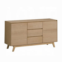 Semi Sideboard Buffet Console, 3 Drawers, 2 Cabinets, Oak Brown Wood -BM324723