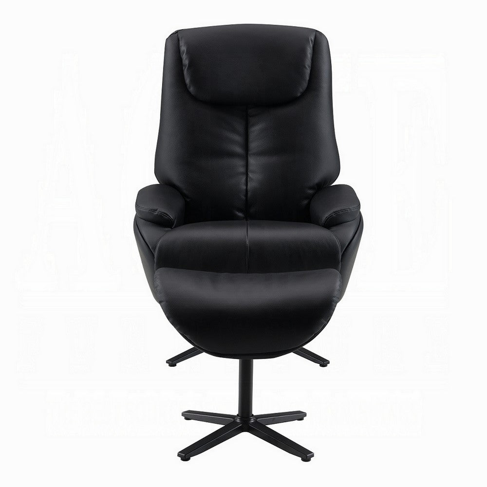 Nita Swivel Accent Chair with Ottoman, Plush Black Top Grain Leather -BM324725