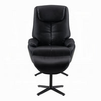Nita Swivel Accent Chair with Ottoman, Plush Black Top Grain Leather -BM324725