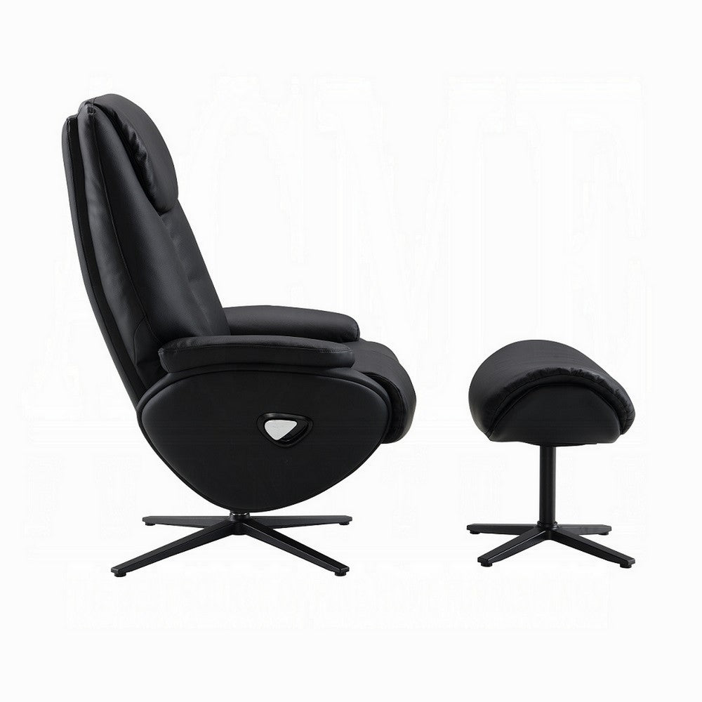 Nita Swivel Accent Chair with Ottoman, Plush Black Top Grain Leather -BM324725