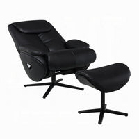 Nita Swivel Accent Chair with Ottoman, Plush Black Top Grain Leather -BM324725
