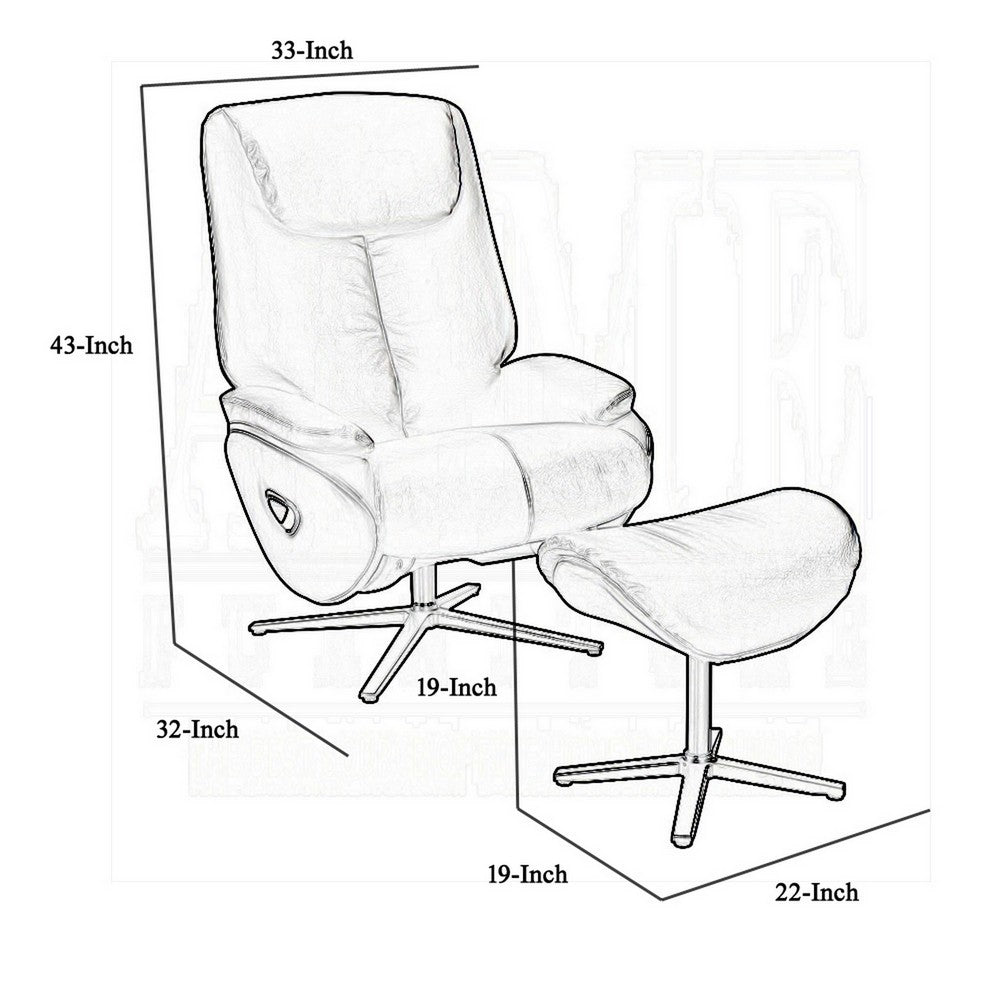 Nita Swivel Accent Chair with Ottoman, Plush Black Top Grain Leather -BM324725