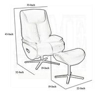 Nita Swivel Accent Chair with Ottoman, Plush Black Top Grain Leather -BM324725