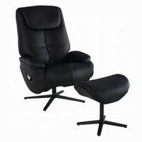 Nita Swivel Accent Chair with Ottoman, Plush Black Top Grain Leather -BM324725