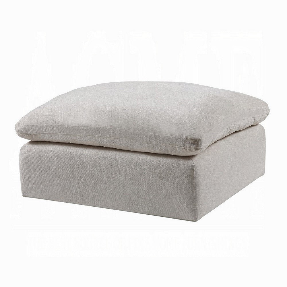Shar Modular Ottoman, Pillow Top Cushion, Plush Ivory Linen Fabric -BM324728