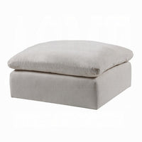 Shar Modular Ottoman, Pillow Top Cushion, Plush Ivory Linen Fabric -BM324728