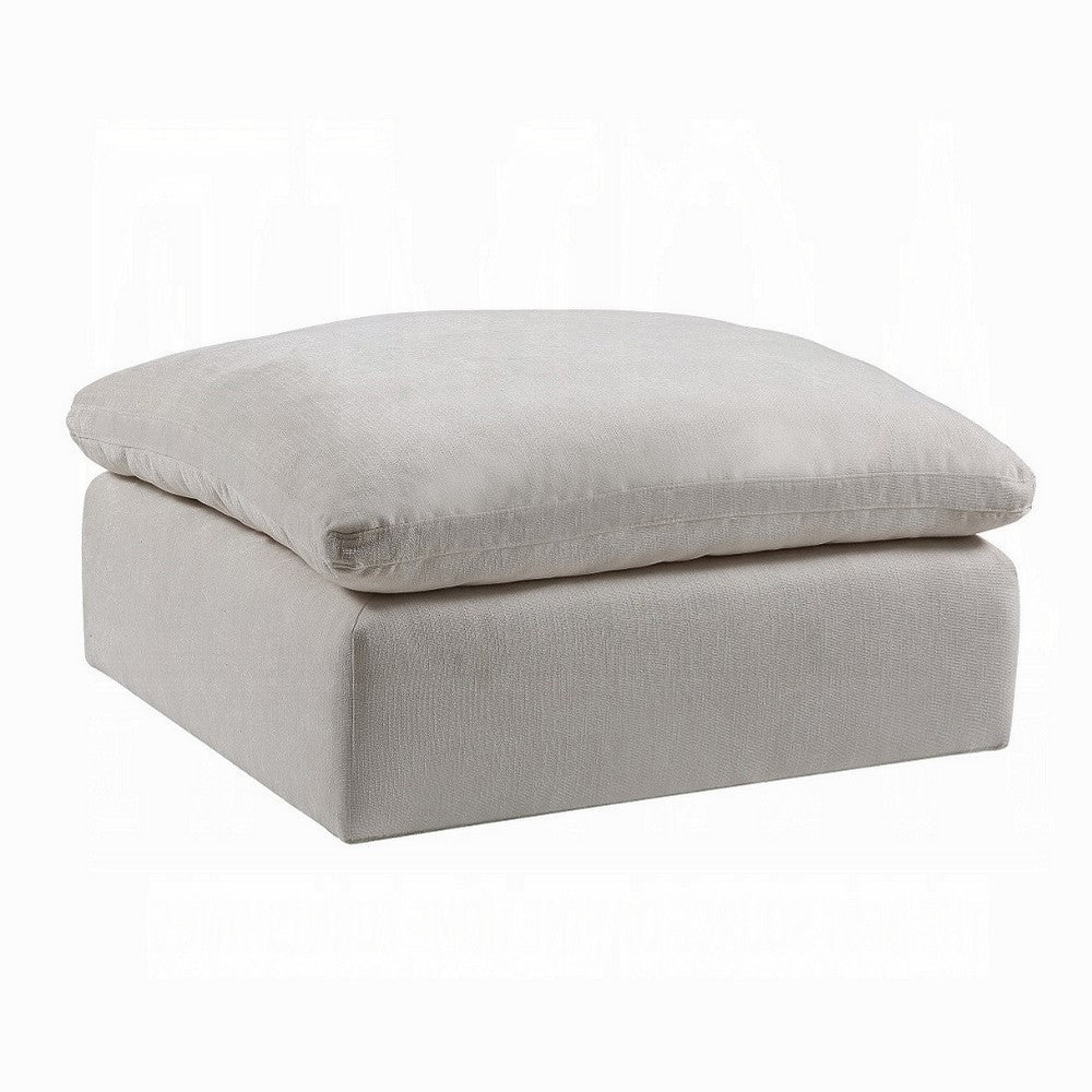 Shar Modular Ottoman, Pillow Top Cushion, Plush Ivory Linen Fabric -BM324728