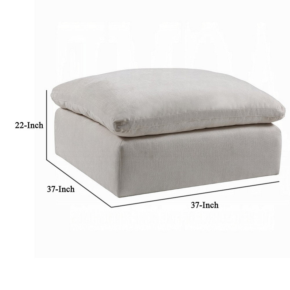 Shar Modular Ottoman, Pillow Top Cushion, Plush Ivory Linen Fabric -BM324728