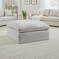 Shar Modular Ottoman, Pillow Top Cushion, Plush Ivory Linen Fabric -BM324728