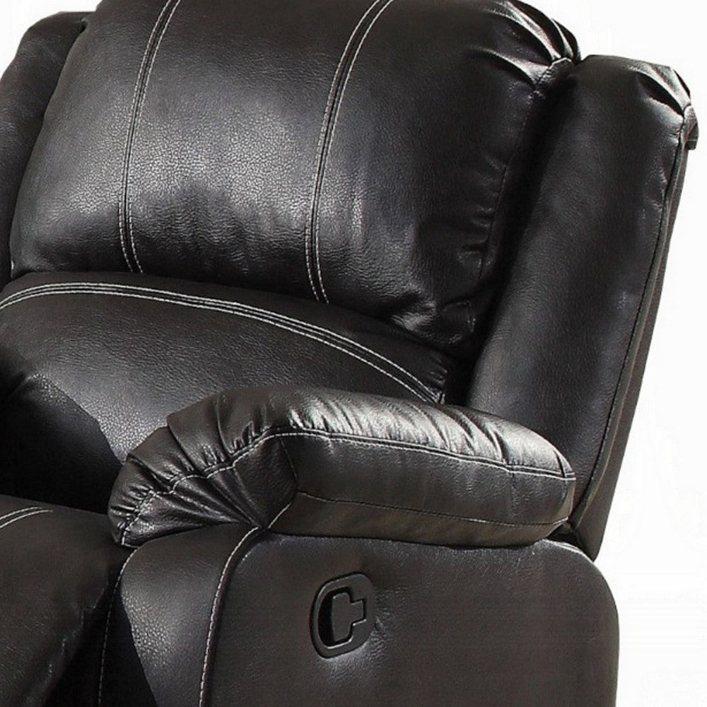 Zuru Motion Manual Rocker Recliner Chair, Plush Black Faux Leather -BM324735