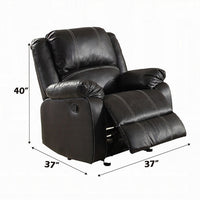 Zuru Motion Manual Rocker Recliner Chair, Plush Black Faux Leather -BM324735