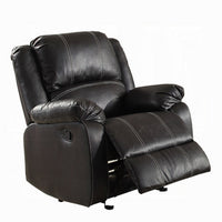 Zuru Motion Manual Rocker Recliner Chair, Plush Black Faux Leather -BM324735