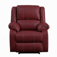 Zuru Motion Manual Rocker Recliner Chair, Plush Dark Red Faux Leather -BM324737