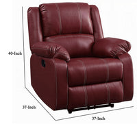 Zuru Motion Manual Rocker Recliner Chair, Plush Dark Red Faux Leather -BM324737