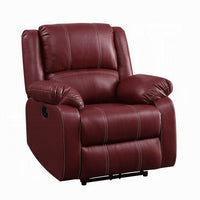 Zuru Motion Manual Rocker Recliner Chair, Plush Dark Red Faux Leather -BM324737