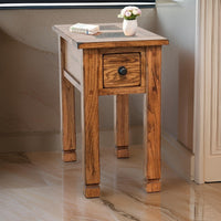 Marv Accent Chair Side Table, 25 Inch Rectangular Top, Drawer, Brown -BM324744