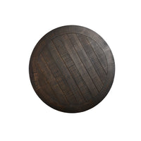 Flint Coffee Table w Shelf, Barrel Shape, 38 Inch Dark Brown Round Top -BM324751