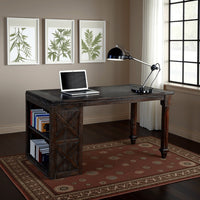 Sofi Office Writing Desk, Turned Legs, 56 Inch Rectangular Dark Brown -BM324775