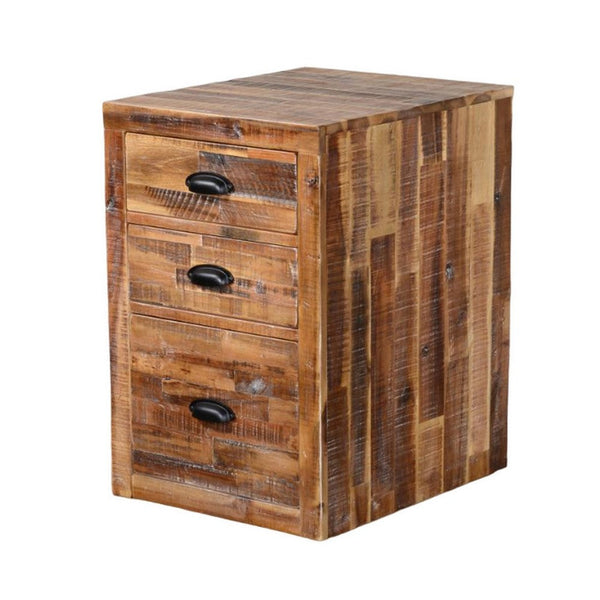 Havi File Cabinet, 3 Drawers, Black Cup Handles, Rustic Light Brown -BM324784