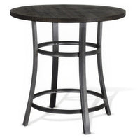 Flint Counter Height Table Round 36 Inch, Dark Brown Mahogany w Metal -BM324809