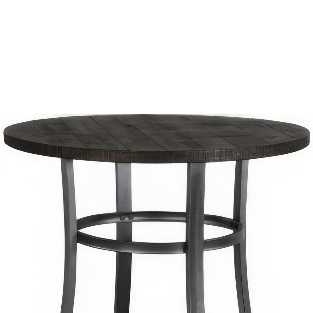 Flint Counter Height Table Round 36 Inch, Dark Brown Mahogany w Metal -BM324809