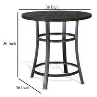 Flint Counter Height Table Round 36 Inch, Dark Brown Mahogany w Metal -BM324809