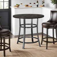 Flint Counter Height Table Round 36 Inch, Dark Brown Mahogany w Metal -BM324809
