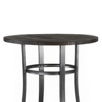 Flint Bar Height Table Round 42 Inch, Dark Brown Mahogany Wood n Metal -BM324810