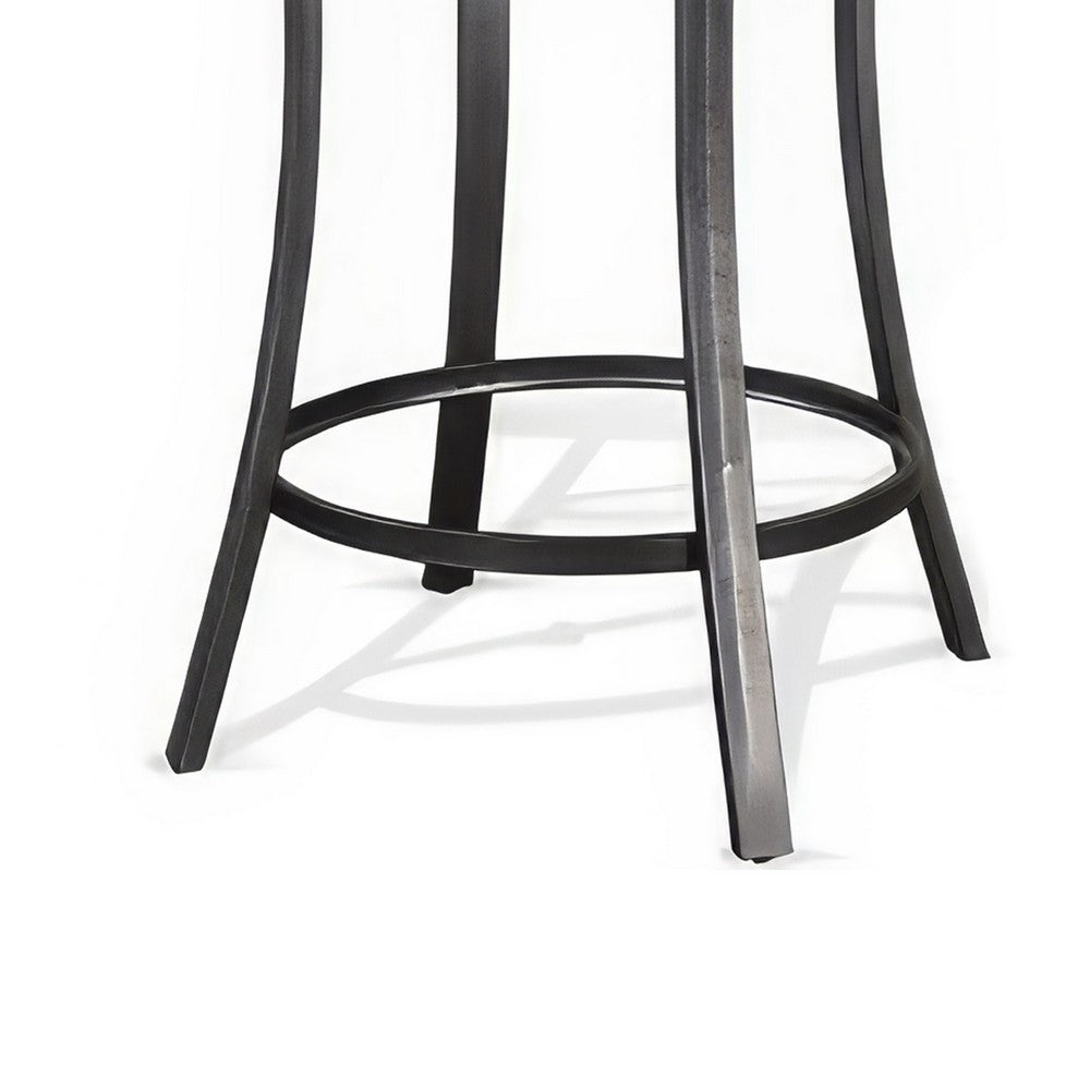 Flint Bar Height Table Round 42 Inch, Dark Brown Mahogany Wood n Metal -BM324810