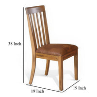 Marv Dining Chair, Slat Back, Light Brown Microfiber, Mahogany Mindi -BM324819